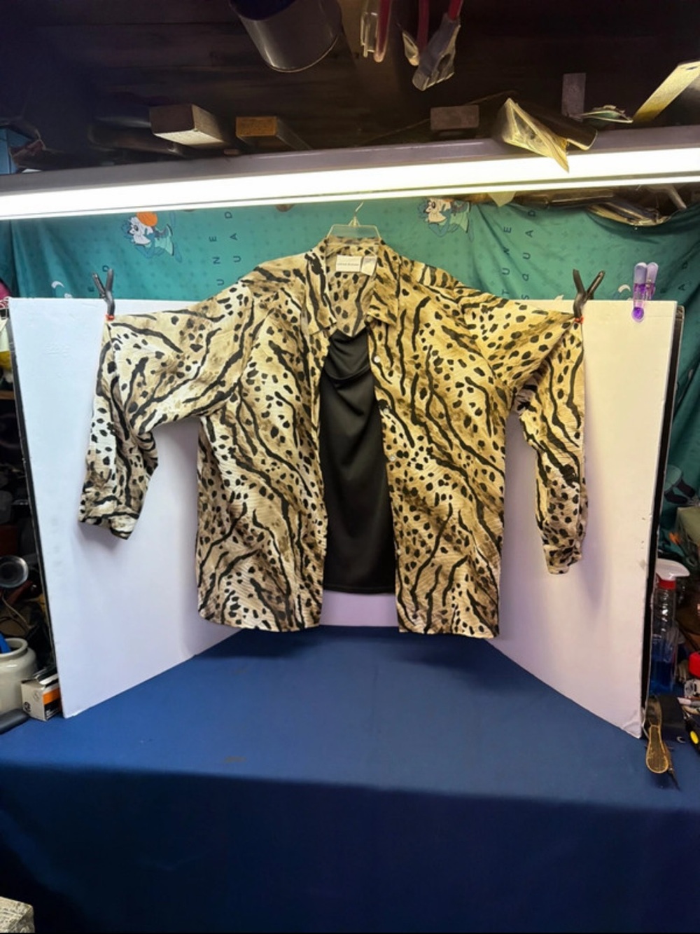 Alfred Dunner Black and Brown Animal-Print Blouse Over Attached Tank Top.